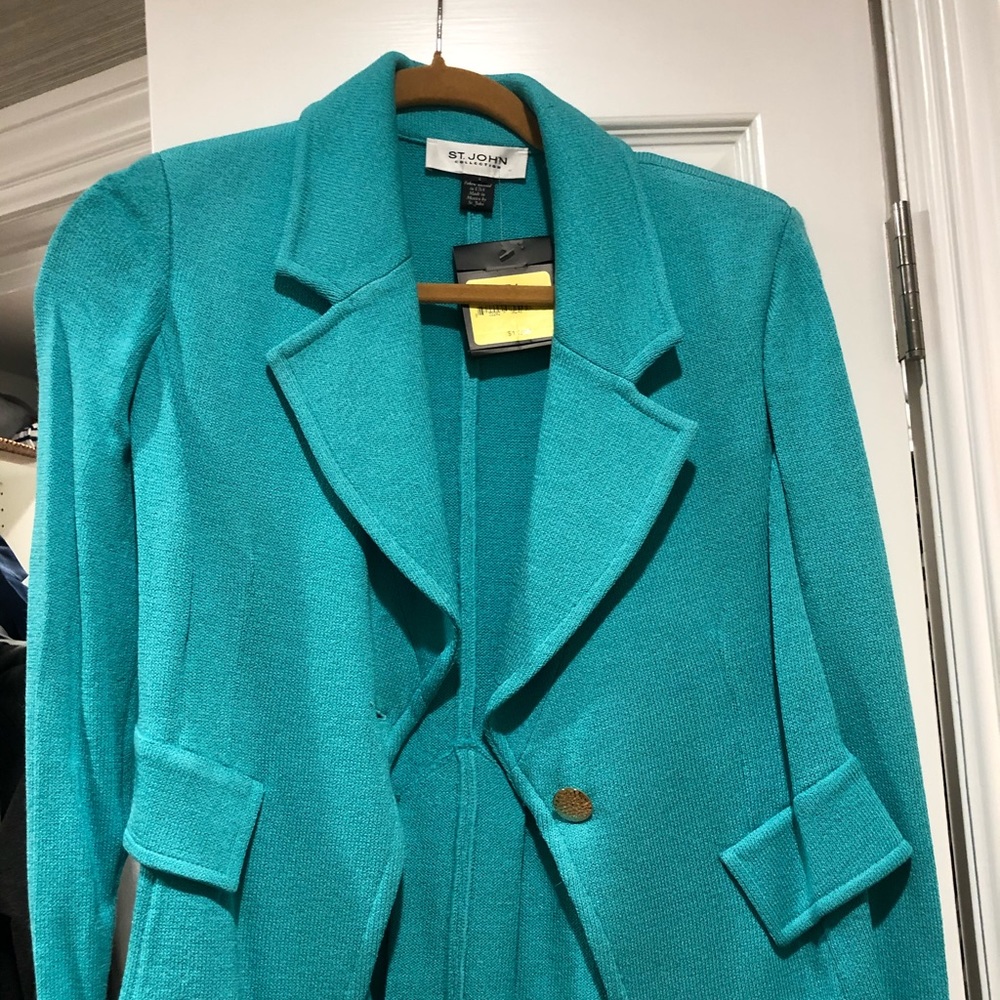 NWT Turquoise St. John Collection Knit Blazer